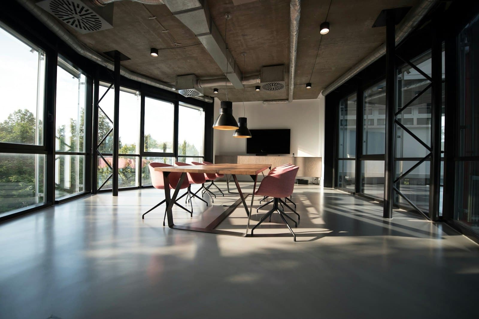 Commercial office interior with natural light